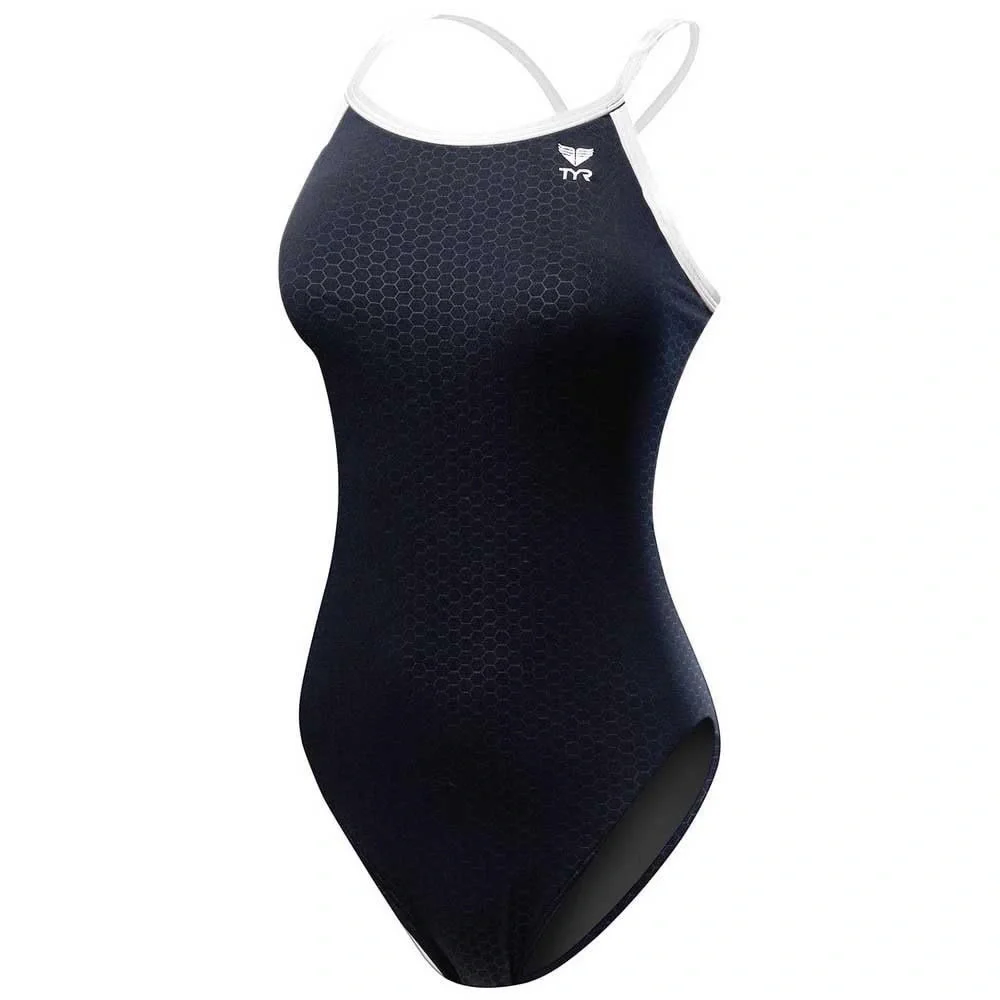 TYR Durafast Elite Diamondfit Hexa Black White One Piece Swimsuit SZ 28 / Small - Picture 2 of 8